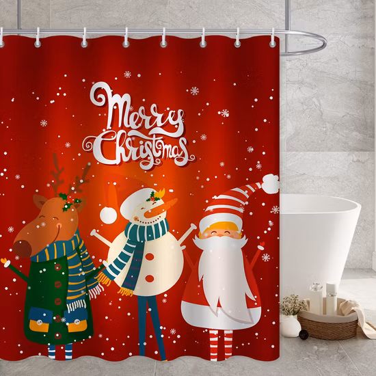 Waterproof PEVA Shower Curtain for Bathroom, with 12 Plastic Hooks