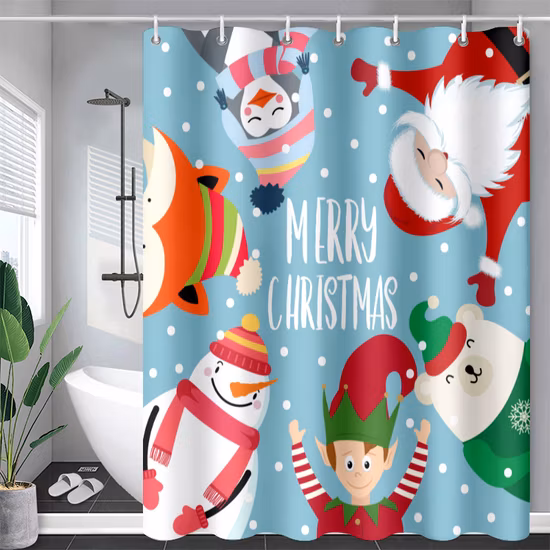 Waterproof PEVA Shower Curtain for Bathroom, with 12 Plastic Hooks